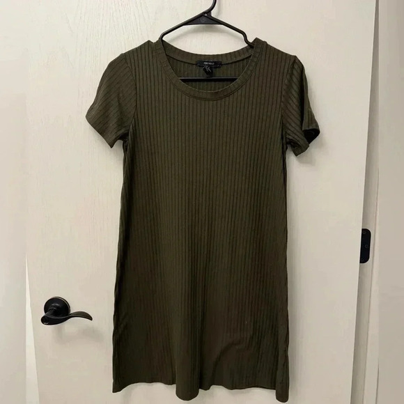 Fall Green T Shirt Dress Size S - Picture 1 of 6